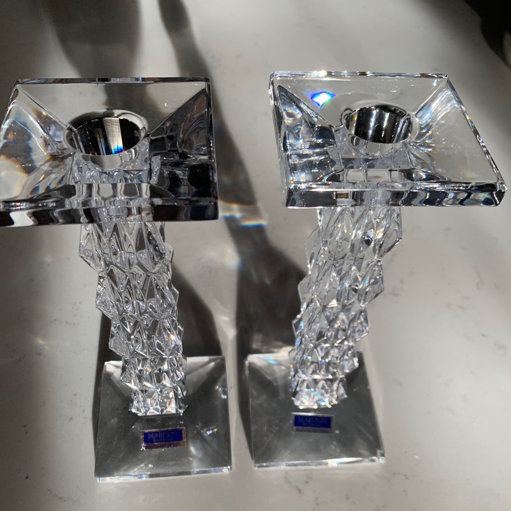Waterford Marquis 8’ Paradox Crystal Candlesticks NIB